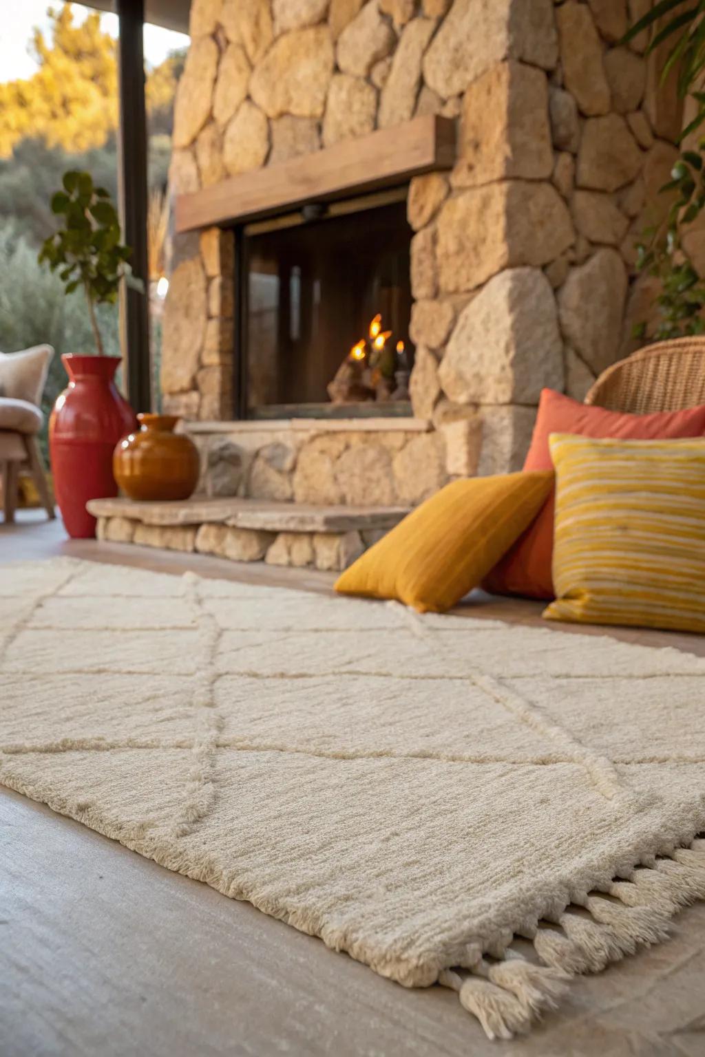 Achieve serene elegance with a neutral rug that harmonizes your space.
