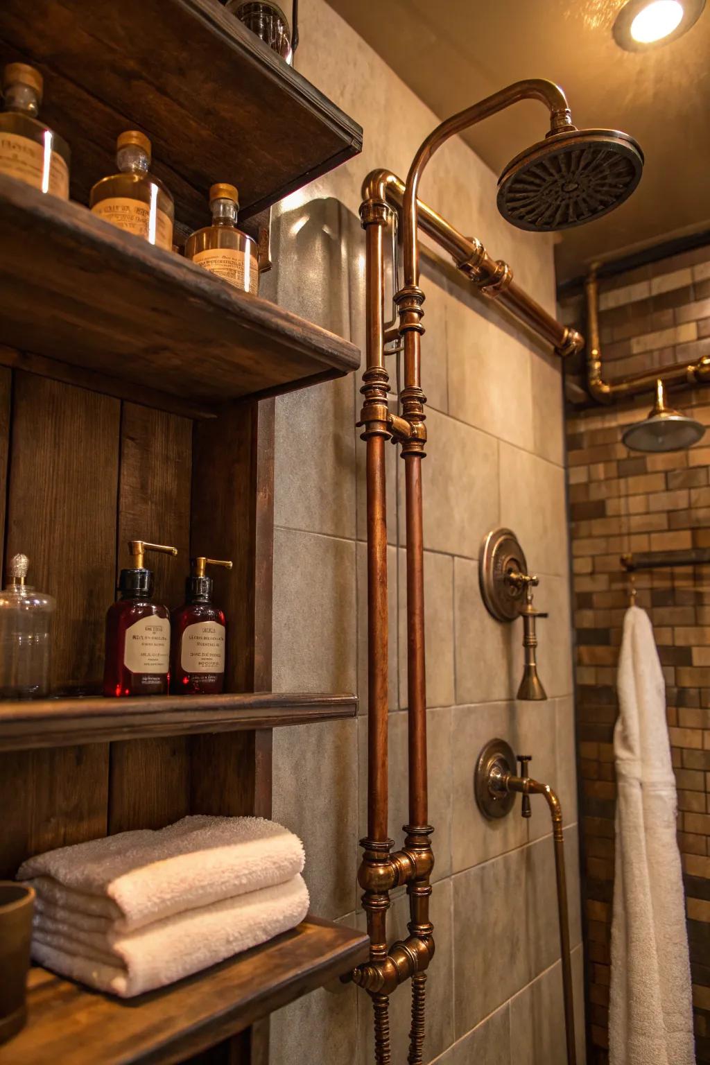 Maximize style and storage with pipe shelving that embodies industrial chic.