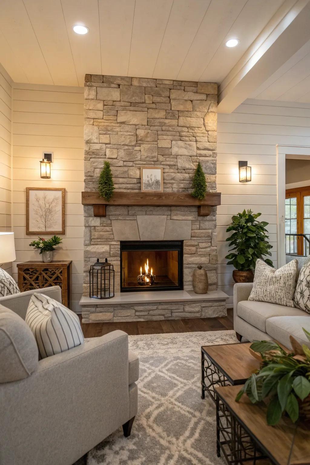 Connect spaces effortlessly with a double-sided fireplace that offers warmth from all angles.