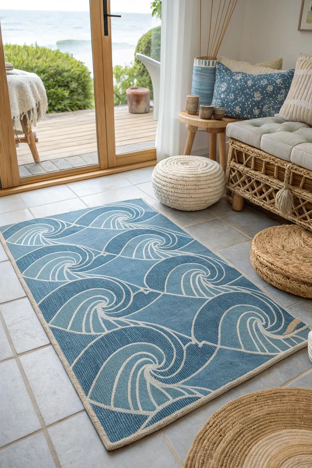 Create a coastal retreat with inlays that bring the calm of the ocean indoors.