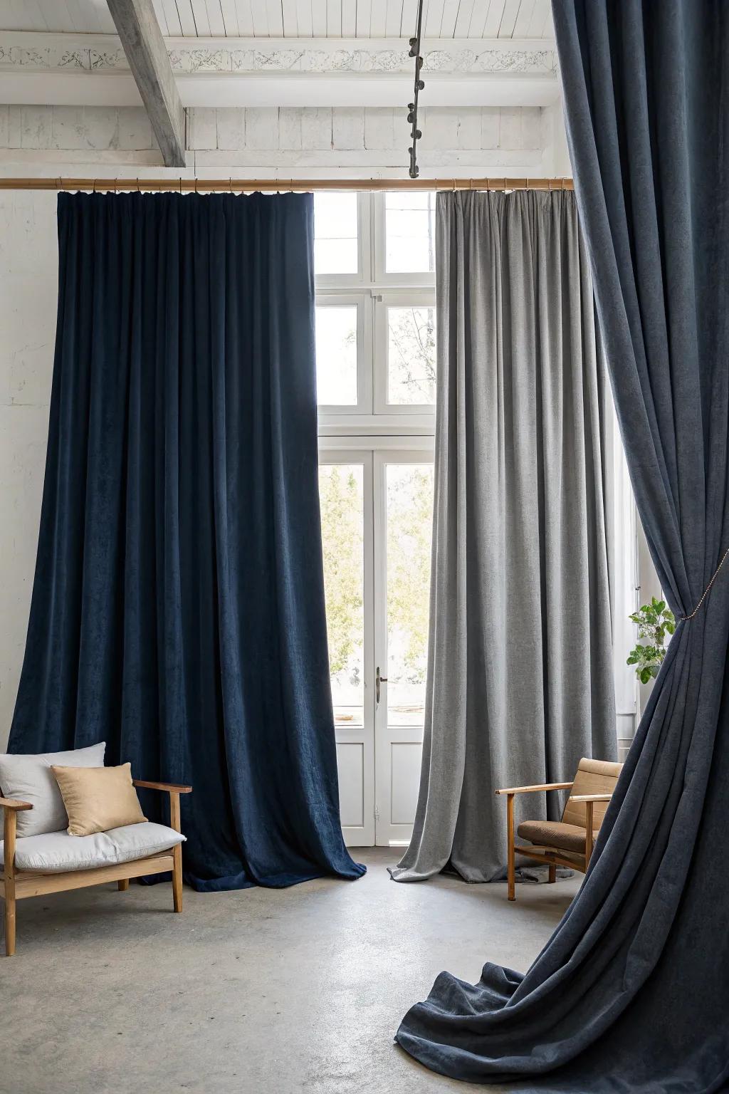 Make a bold statement with theatrical curtains that add drama and elegance to your living space.