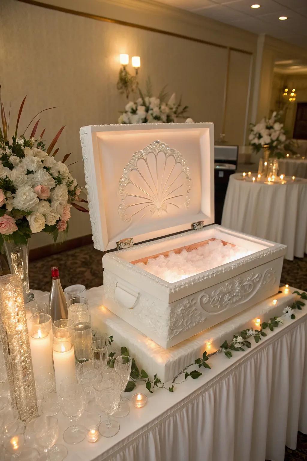 Create a breathtaking centerpiece with decorative ice sculptures that chill drinks in style.