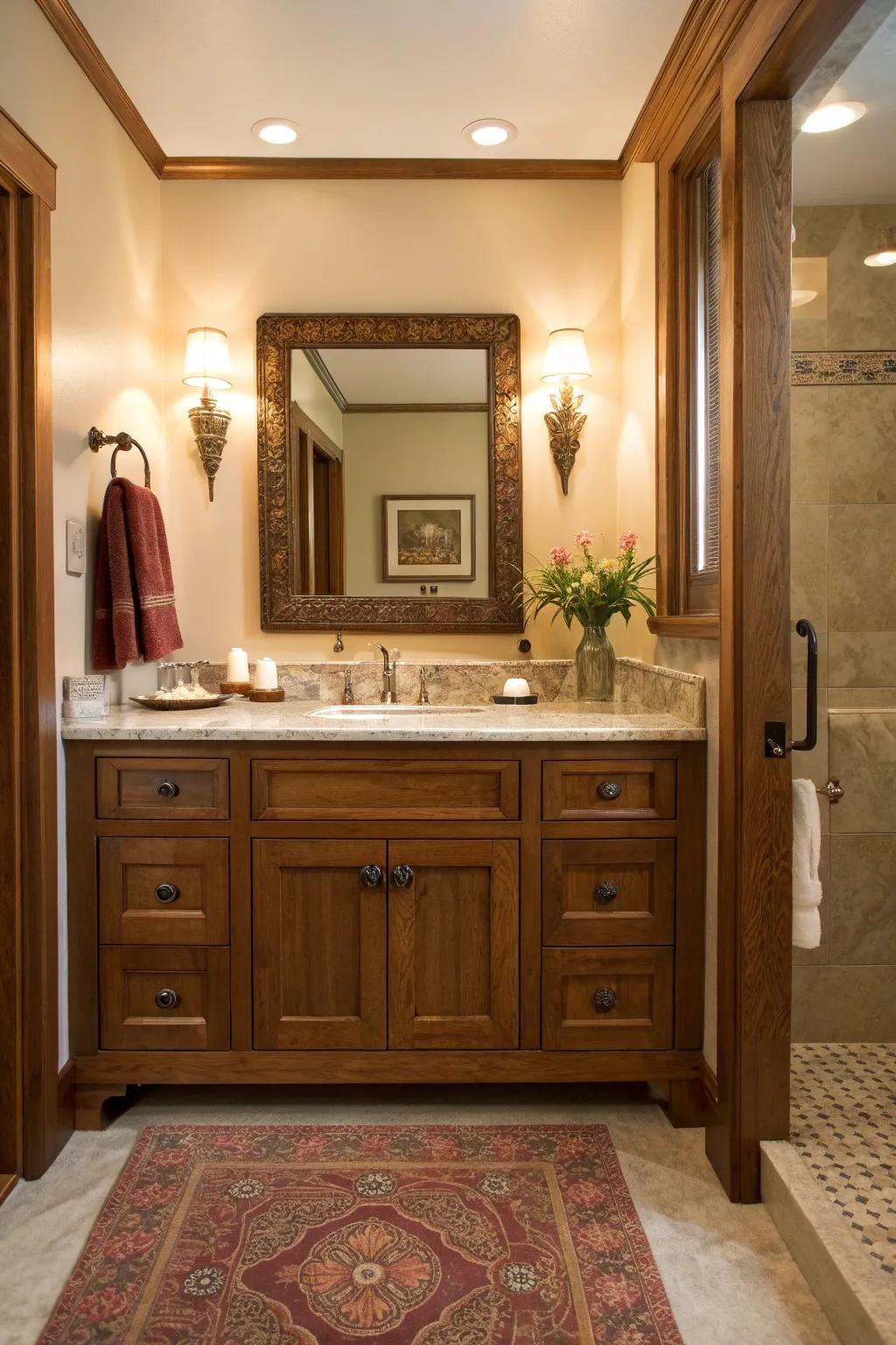 A built-in vanity maximizes space while adding a touch of custom elegance.