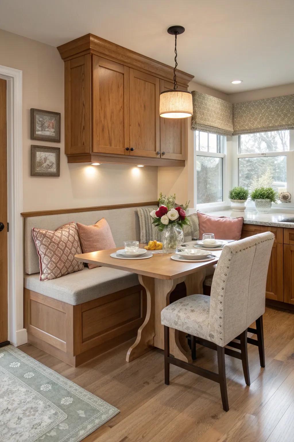 A cozy nook at your island turns your kitchen into a haven.