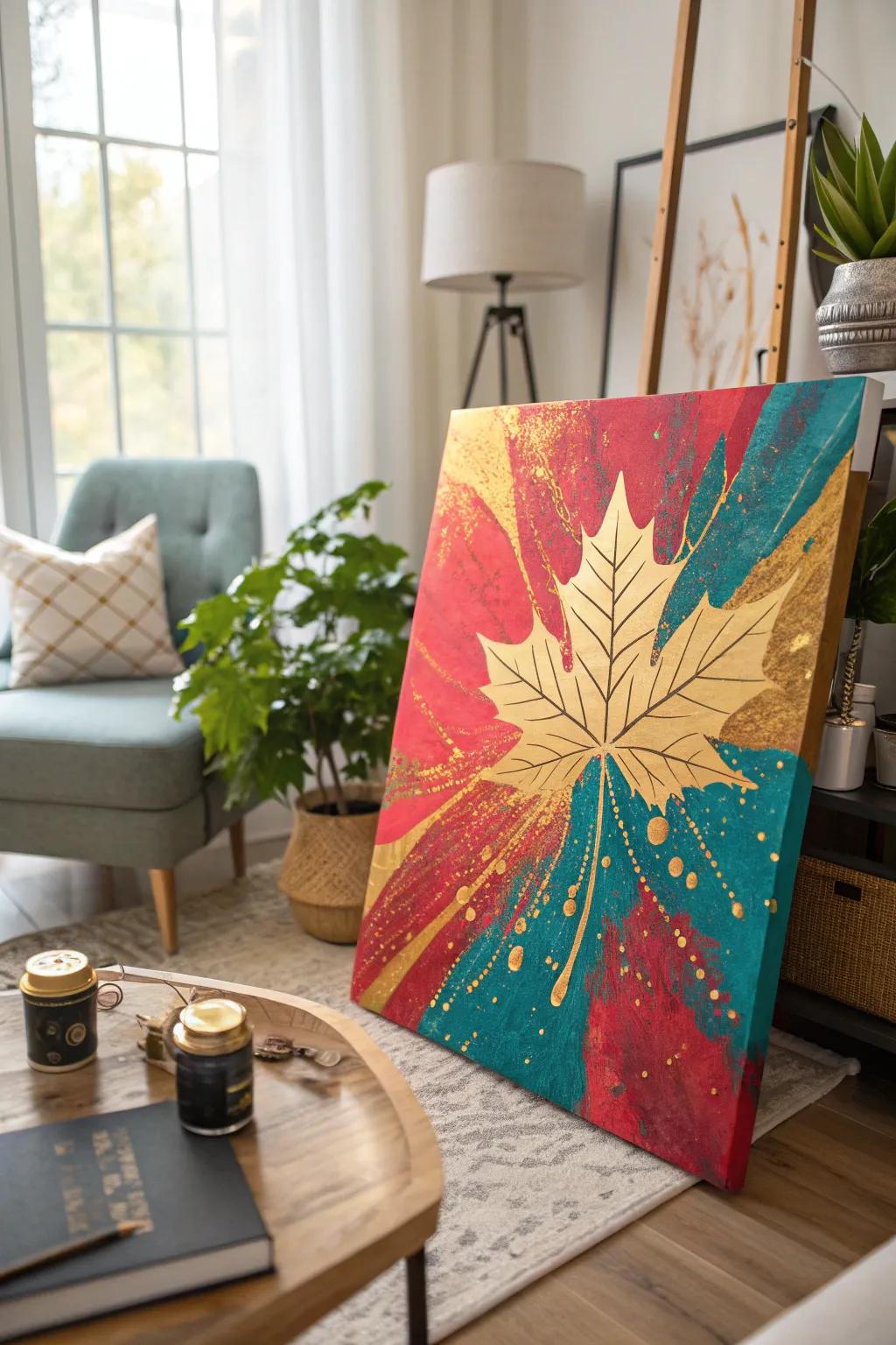 Gold leaf splatter adds a touch of spontaneity and fun to your art. 🎨🥳 #ArtFun #GoldLeaf #CreativeExpression