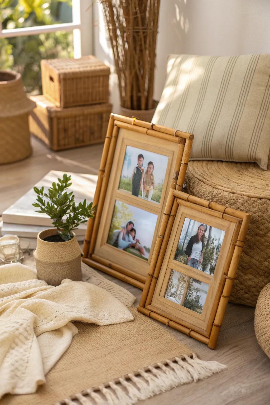 Capture memories in style with bamboo frames that add a rustic elegance to your walls.