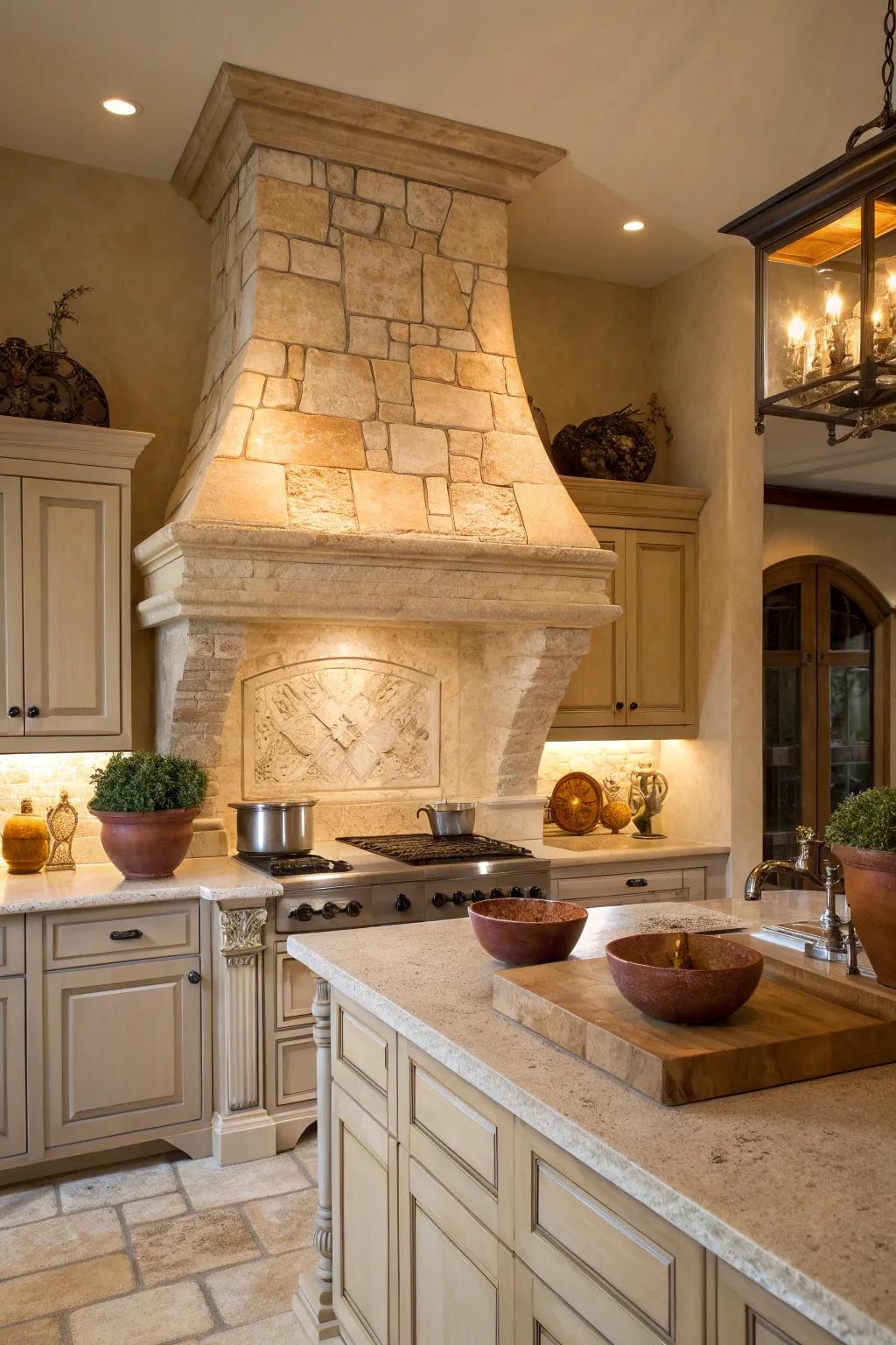 Exude natural beauty with a stone range hood that adds understated elegance to your kitchen.