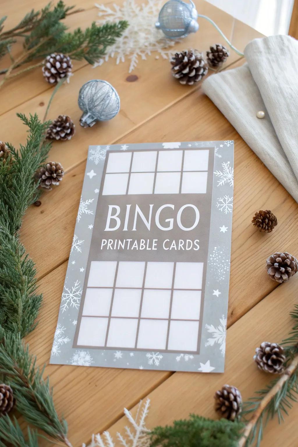 Add a touch of winter magic with frosted windowpane bingo cards.