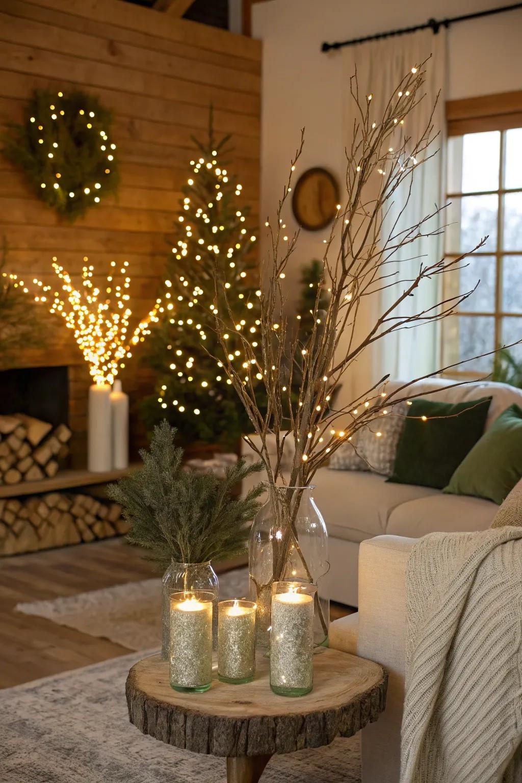 Bring the beauty of nature indoors with light-up branches that add festive flair.