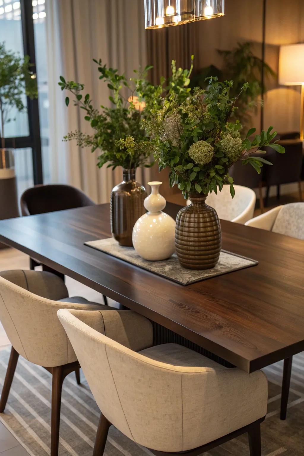 Simplicity meets style with minimalist vases that add a fresh touch. 🌱 #ModernDecor #TableStyling