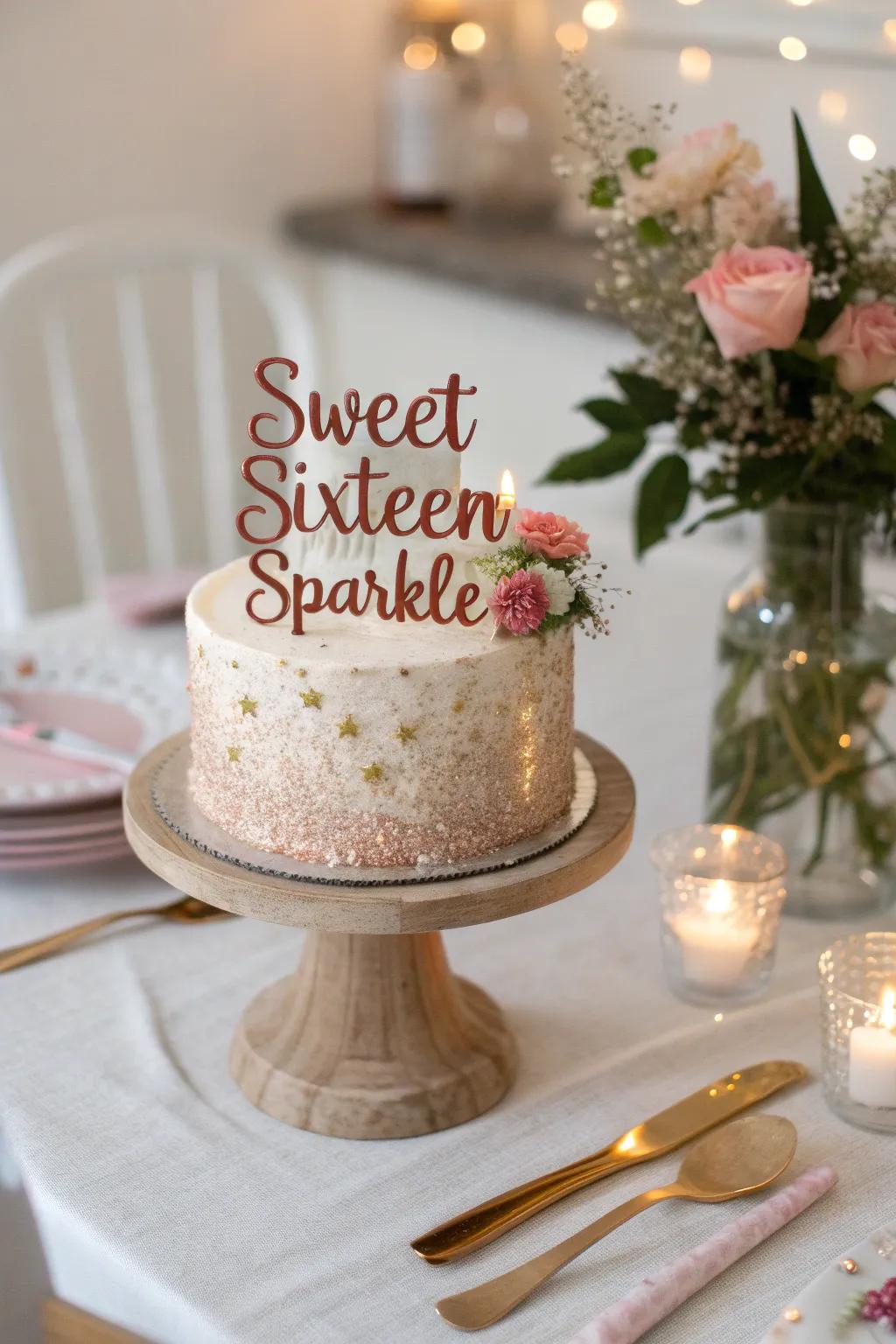 Add a touch of sparkle to a milestone birthday with a cake that shines.