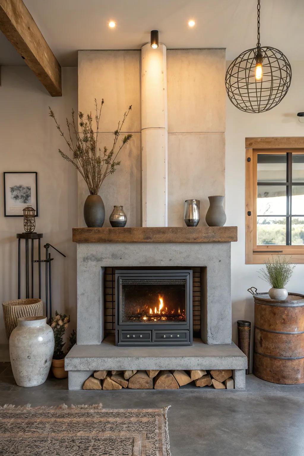 Achieve a raw, refined look with industrial elements that elevate your fireplace to new heights.