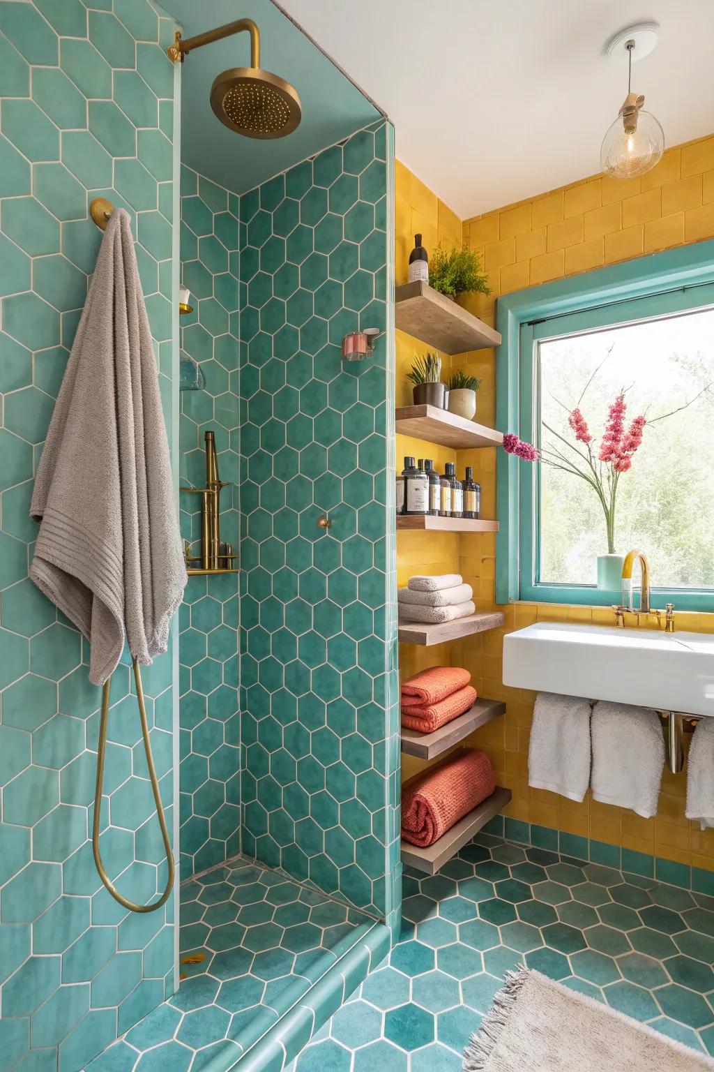 Embrace vintage charm with small hexagon tiles that tell a story of timeless elegance. 🕰️ #VintageCharm #TimelessBeauty