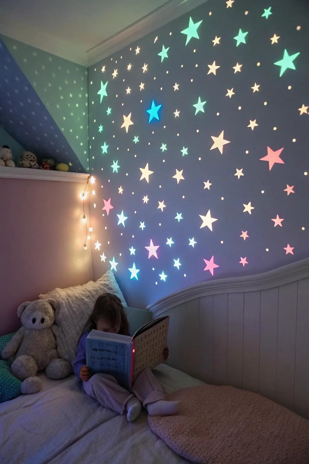 Bring the night sky indoors with glowing stars that comfort and inspire dreams. 🌌 #GlowInTheDark #KidsRoom #DreamyNights