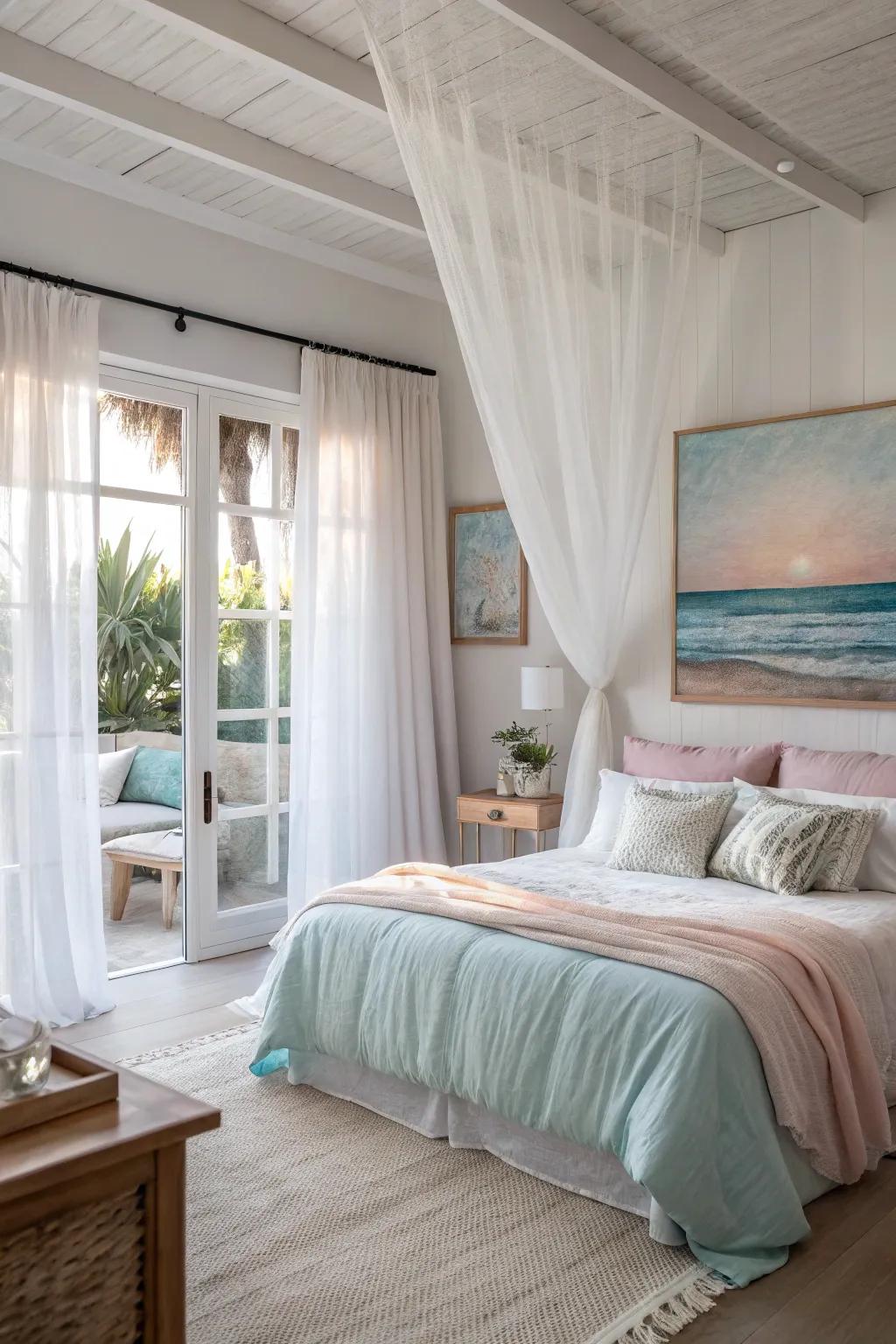 Light artwork seamlessly ties together the airy design.