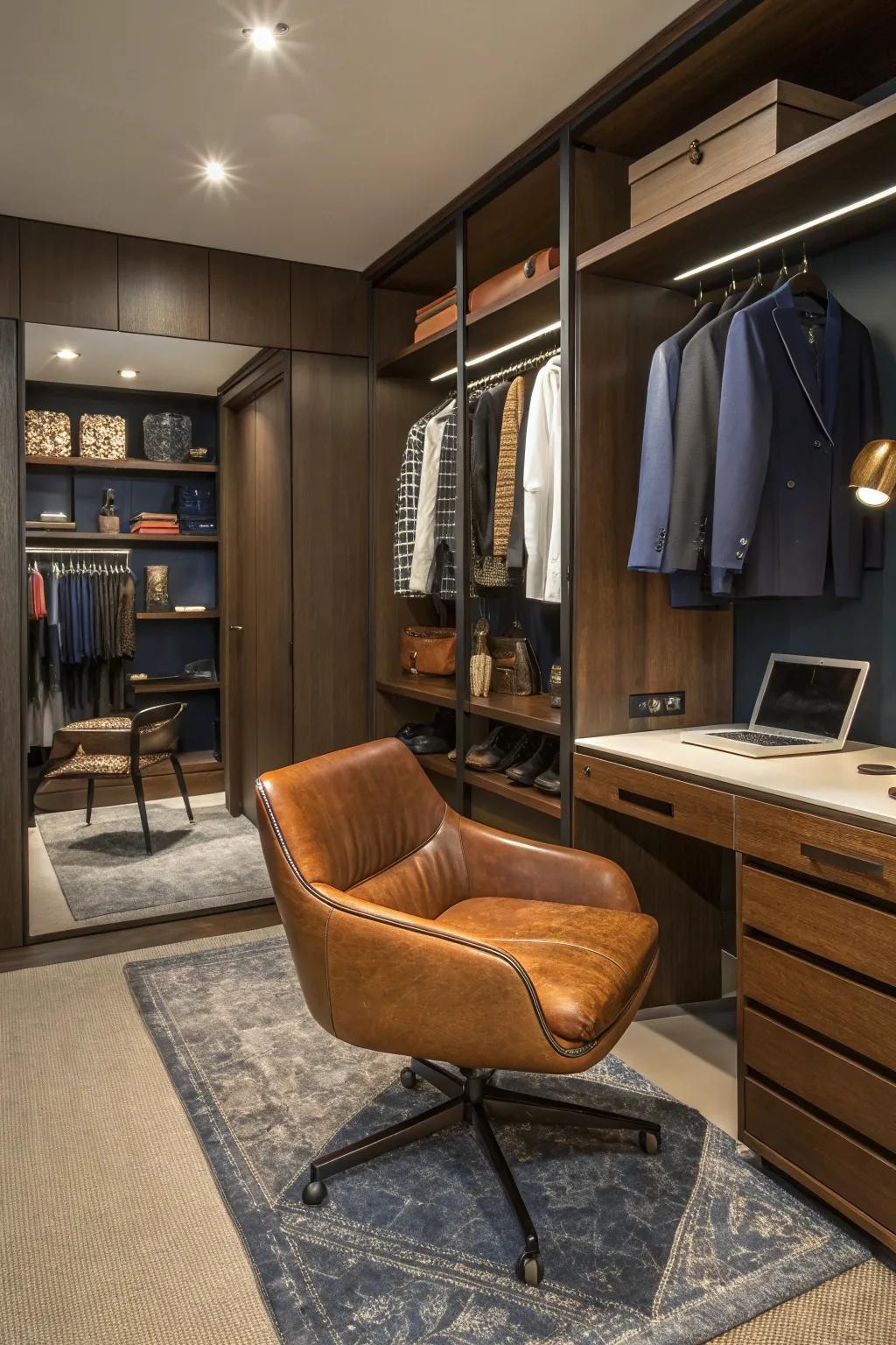 Combine function and style with a multi-purpose closet space. #FunctionalDesign #HomeOffice