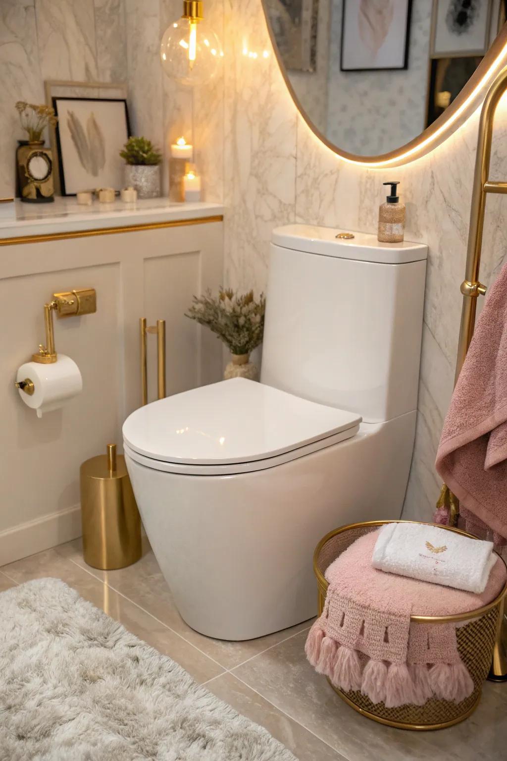 Curved elements soften bathroom aesthetics, creating a welcoming and elegant atmosphere.