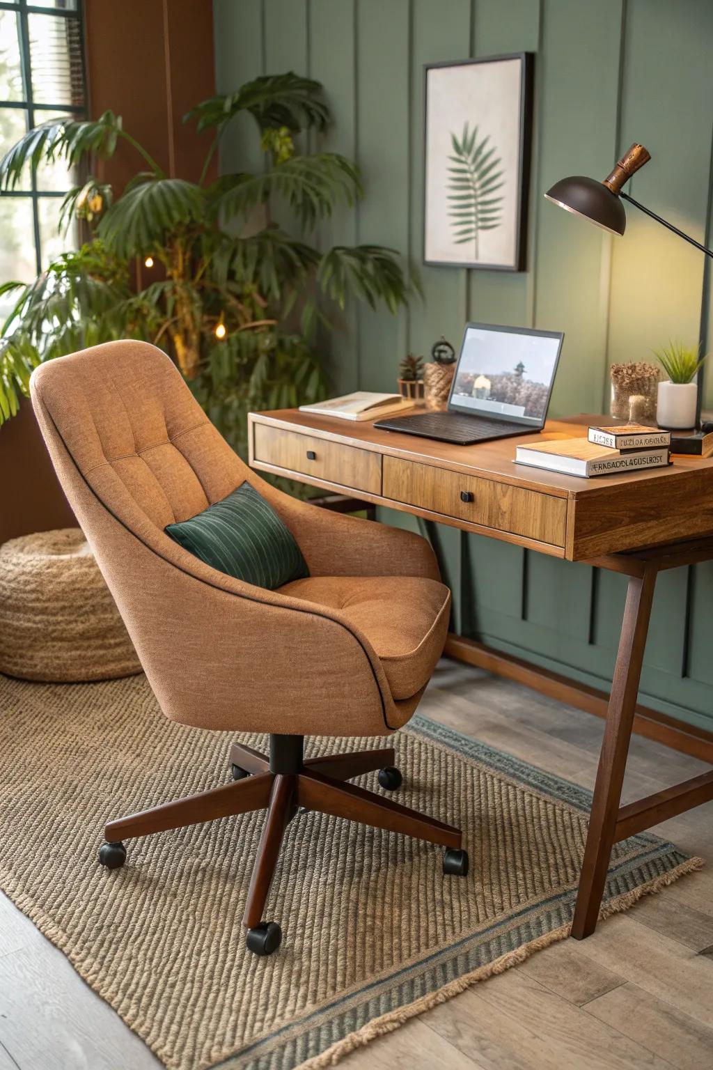 Prioritize comfort with an ergonomic chair, ensuring well-being during long work hours.