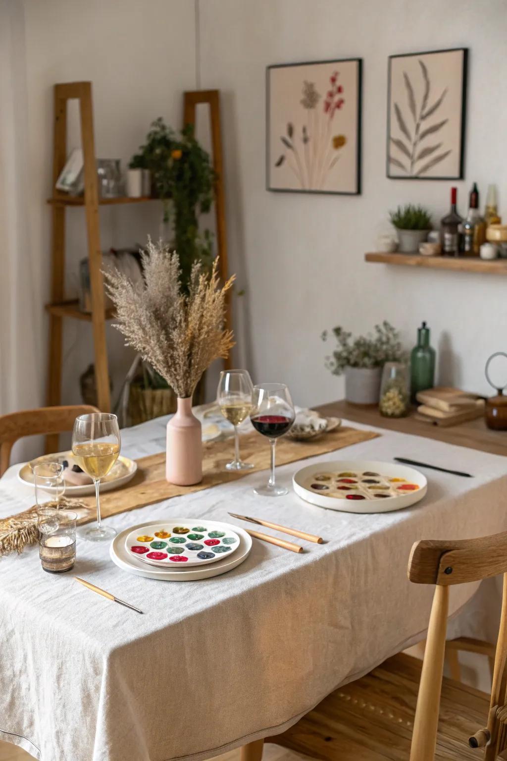 Unleash your creativity with a paint and sip session, perfect for a fun and relaxing evening.