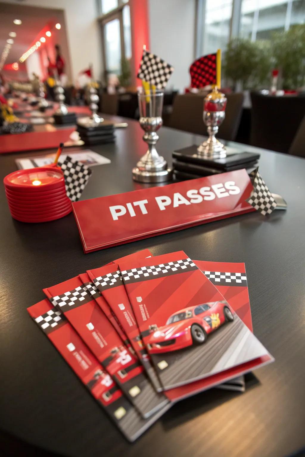 Personalized pit passes add a unique and thoughtful touch to your race car party favors.