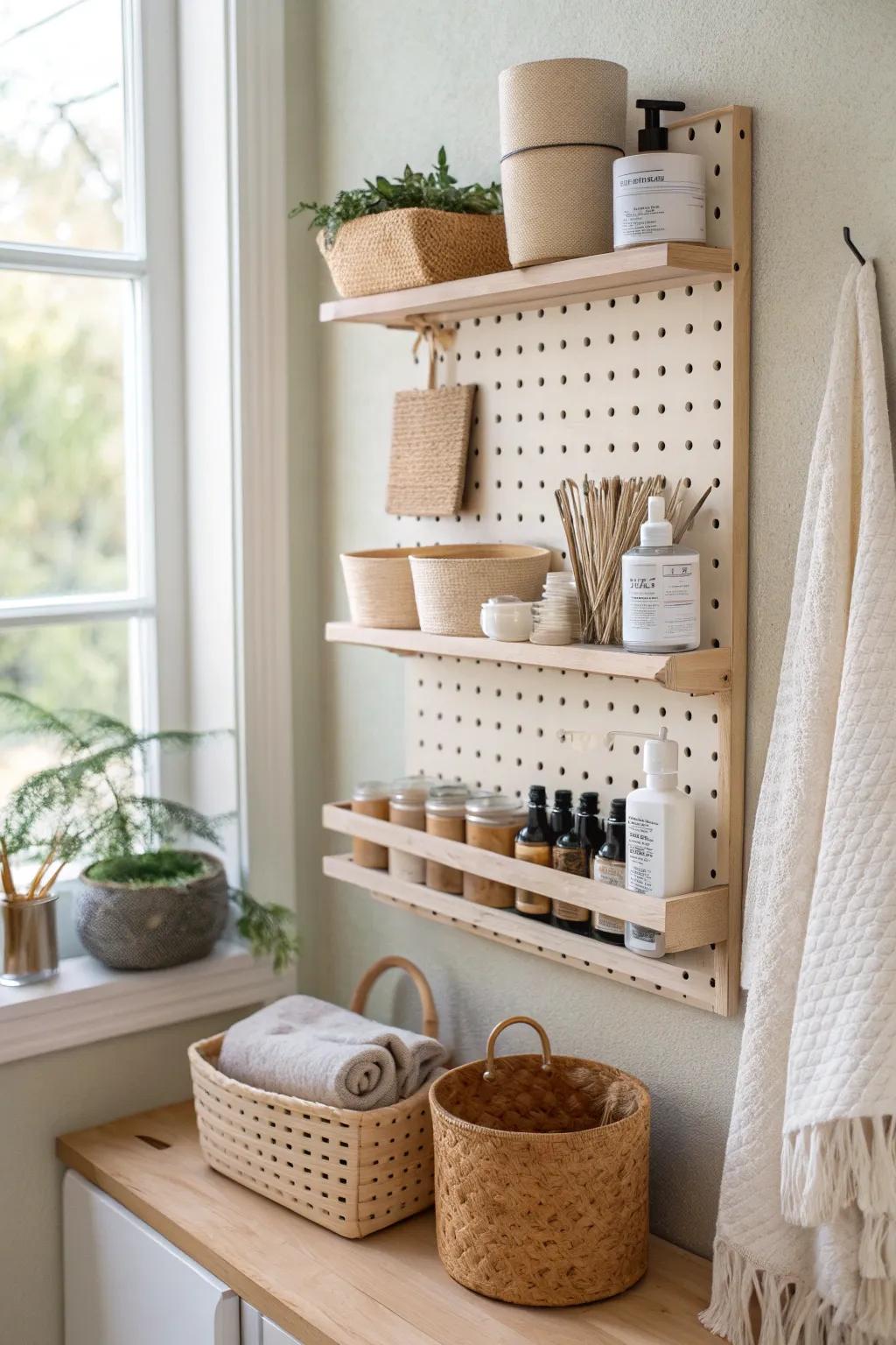 Personalize your storage with a versatile pegboard. 🎨🔨 #DIYDecor #CreativeStorage