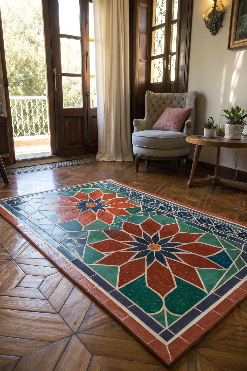 Brighten your space with bold inlays that bring energy and life to your floors.