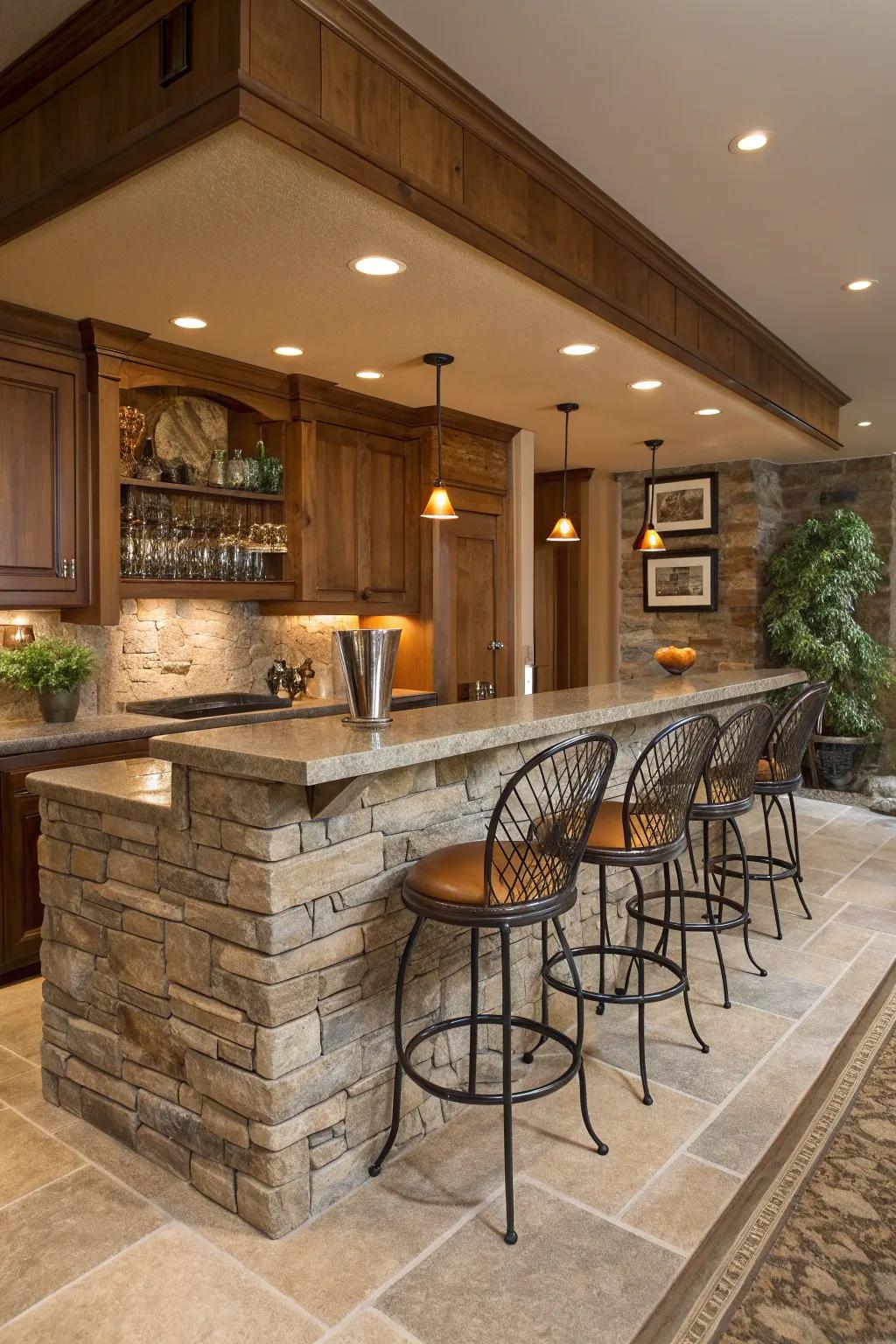 Create depth with a mix of natural and manmade materials that balance elegance and warmth. #NaturalCharm #MaterialMix