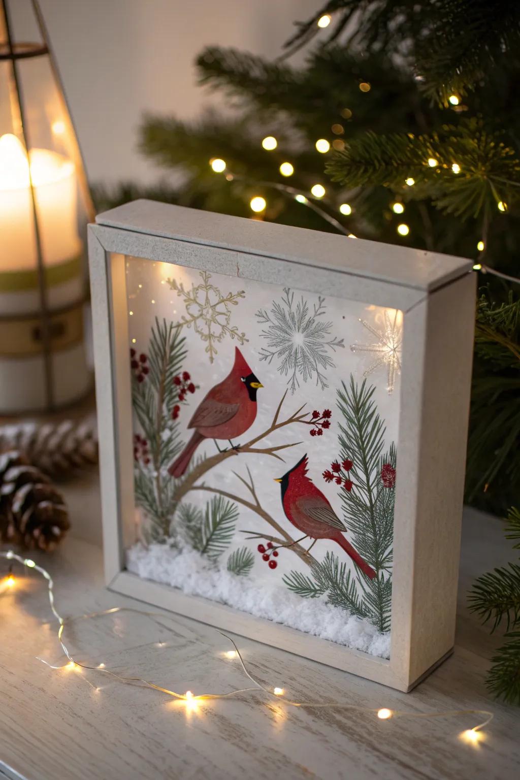 Bring the serenity of winter indoors with this beautiful shadow box.
