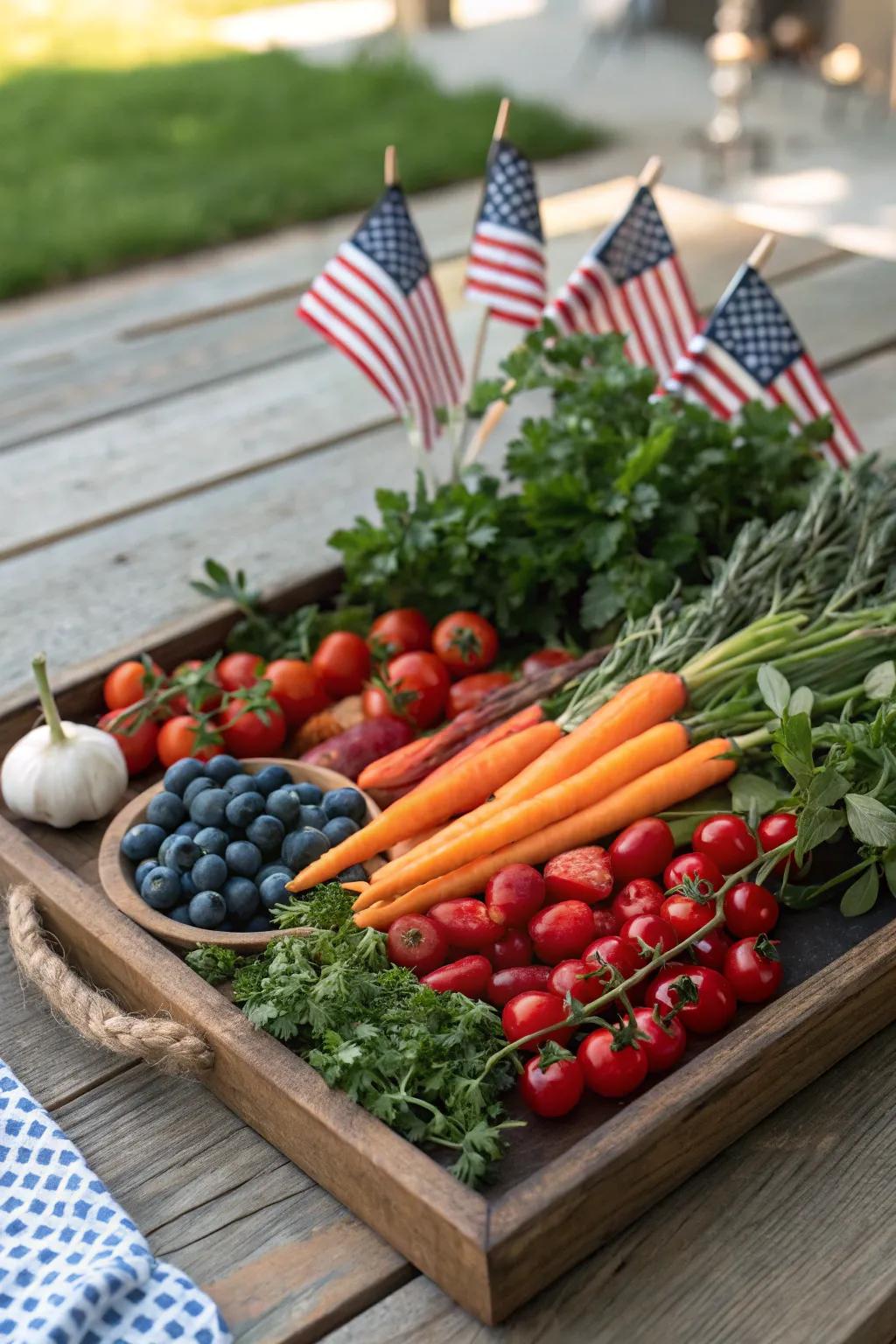 Bring a touch of the countryside to your celebration with this rustic veggie display. 🌻🌿 #FarmhouseStyle #RusticCharm