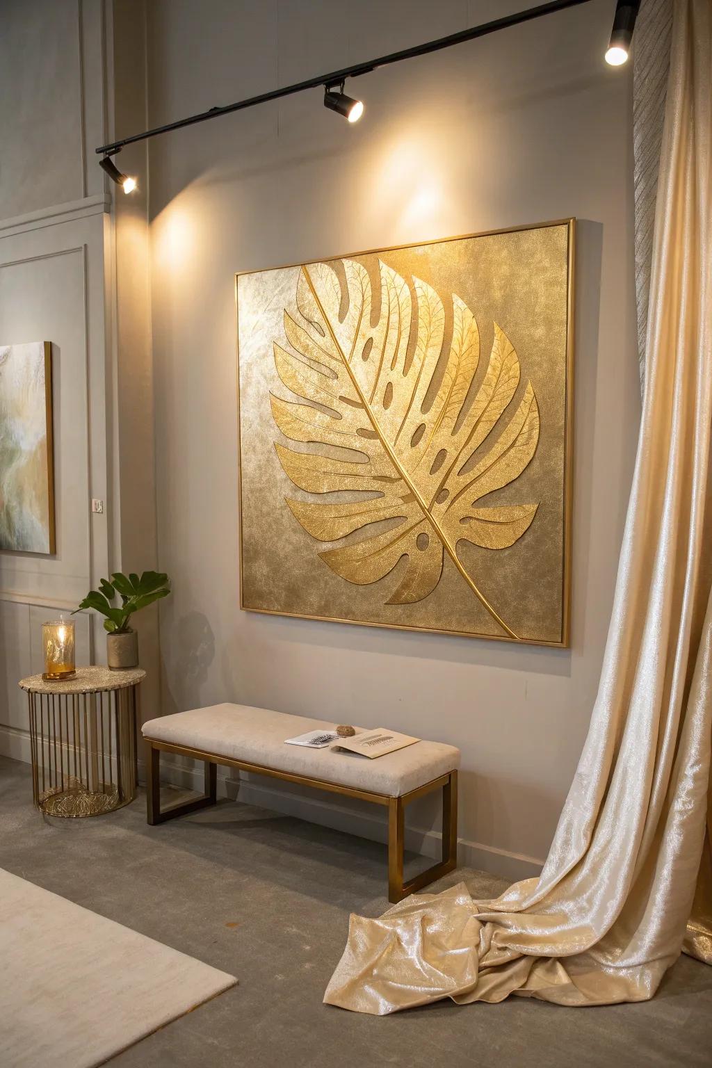 Minimalist art with gold leaf touches proves that simplicity can be stunning.