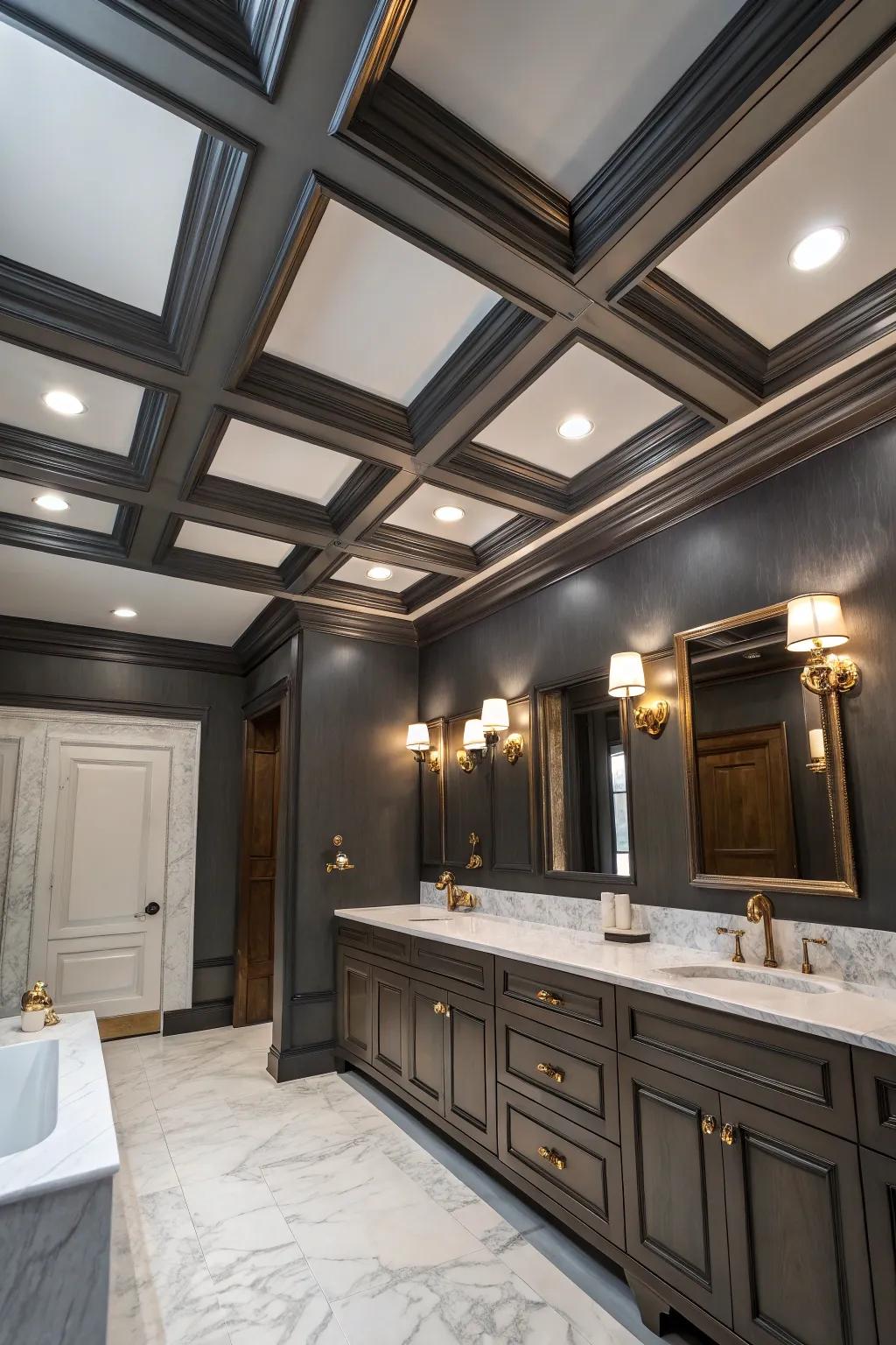 Coffered designs bring a grand architectural flair to your bathroom.