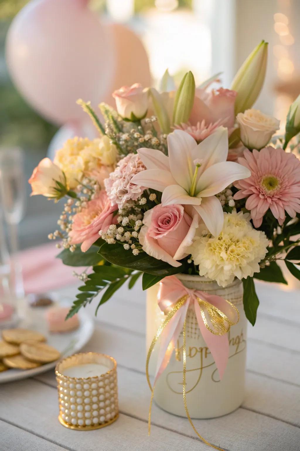 It's the little details that transform a simple bouquet into a stunning masterpiece. 🎀 #DecorativeDetails #FlowerArrangements