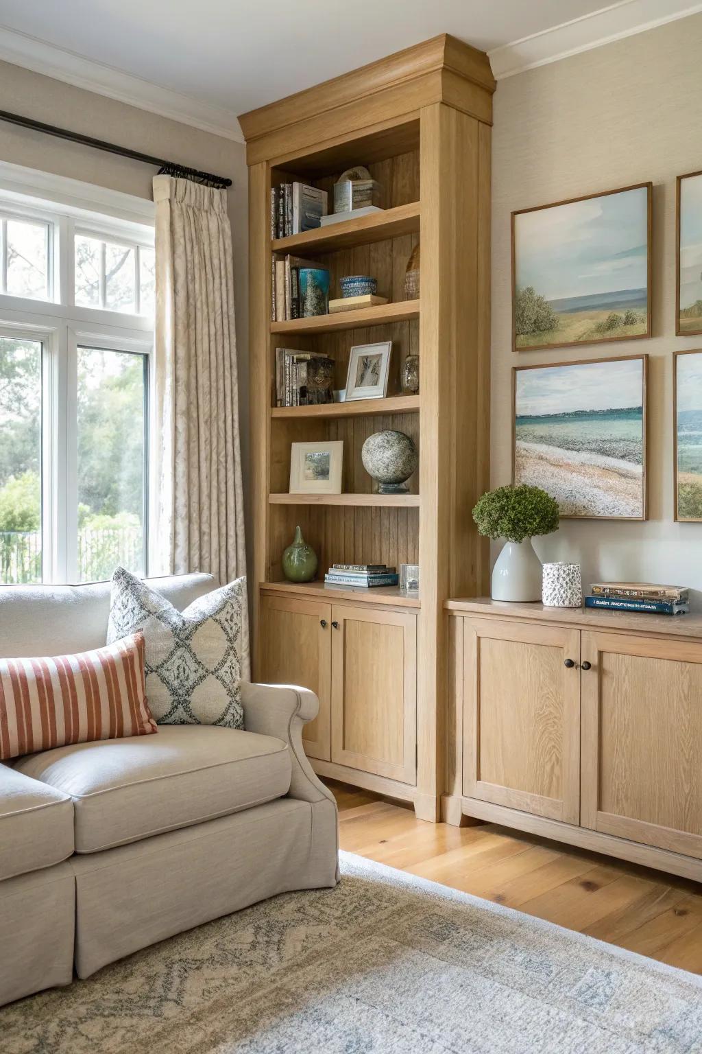 Custom canvas prints add a unique art element to your shelves, making them truly yours.