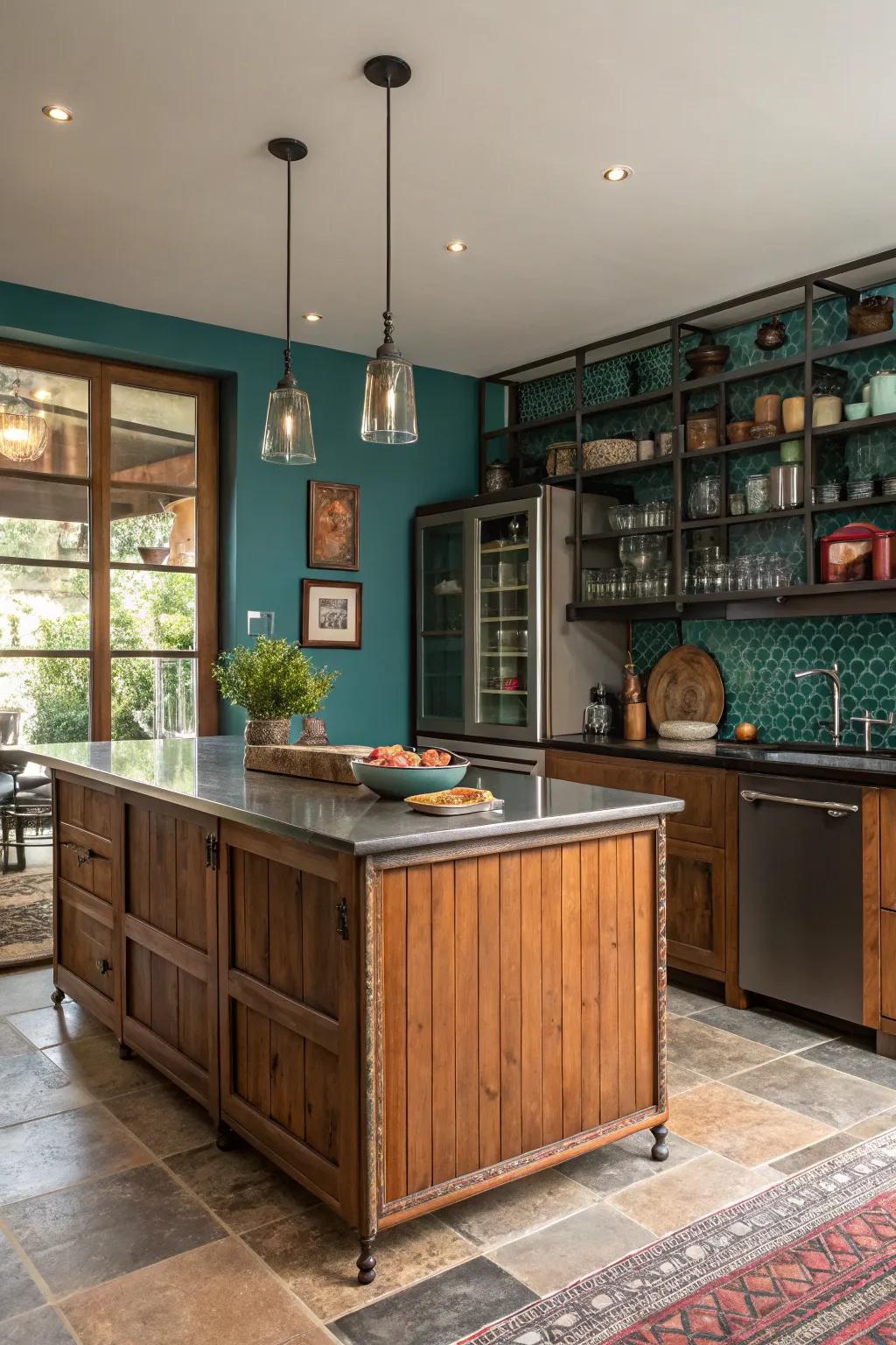 Create visual intrigue with an eclectic mix of materials in your kitchen. #DesignInspiration #InteriorStyling