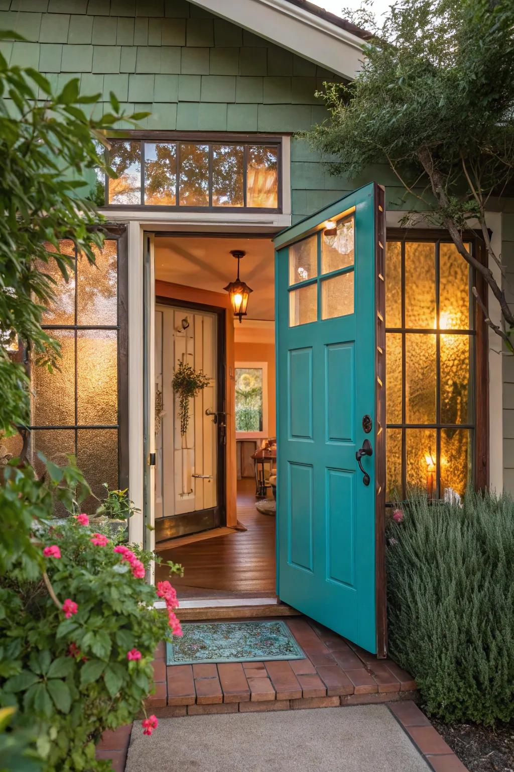 Make a grand entrance with a front door that adds a pop of color and charm.