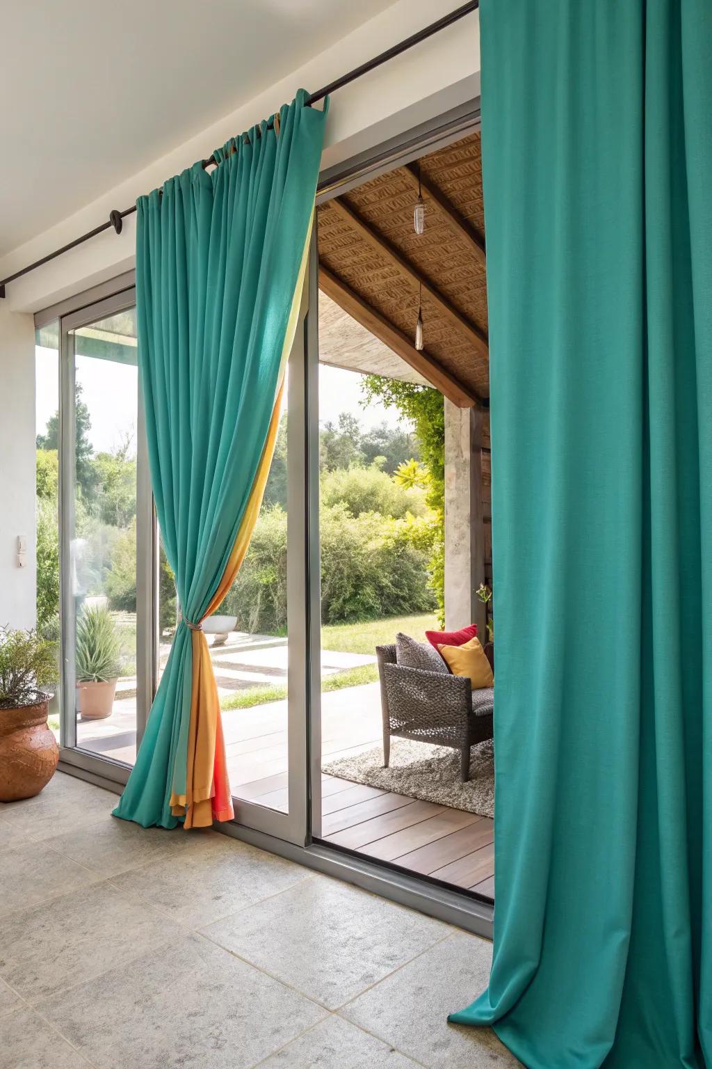 Seamlessly connect indoor and outdoor spaces with stylish pull-aside curtains.