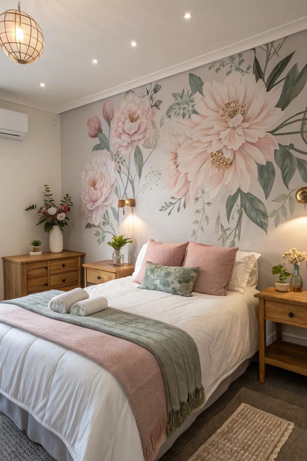 Floral wall decals offer a flexible and non-permanent way to add blooms.