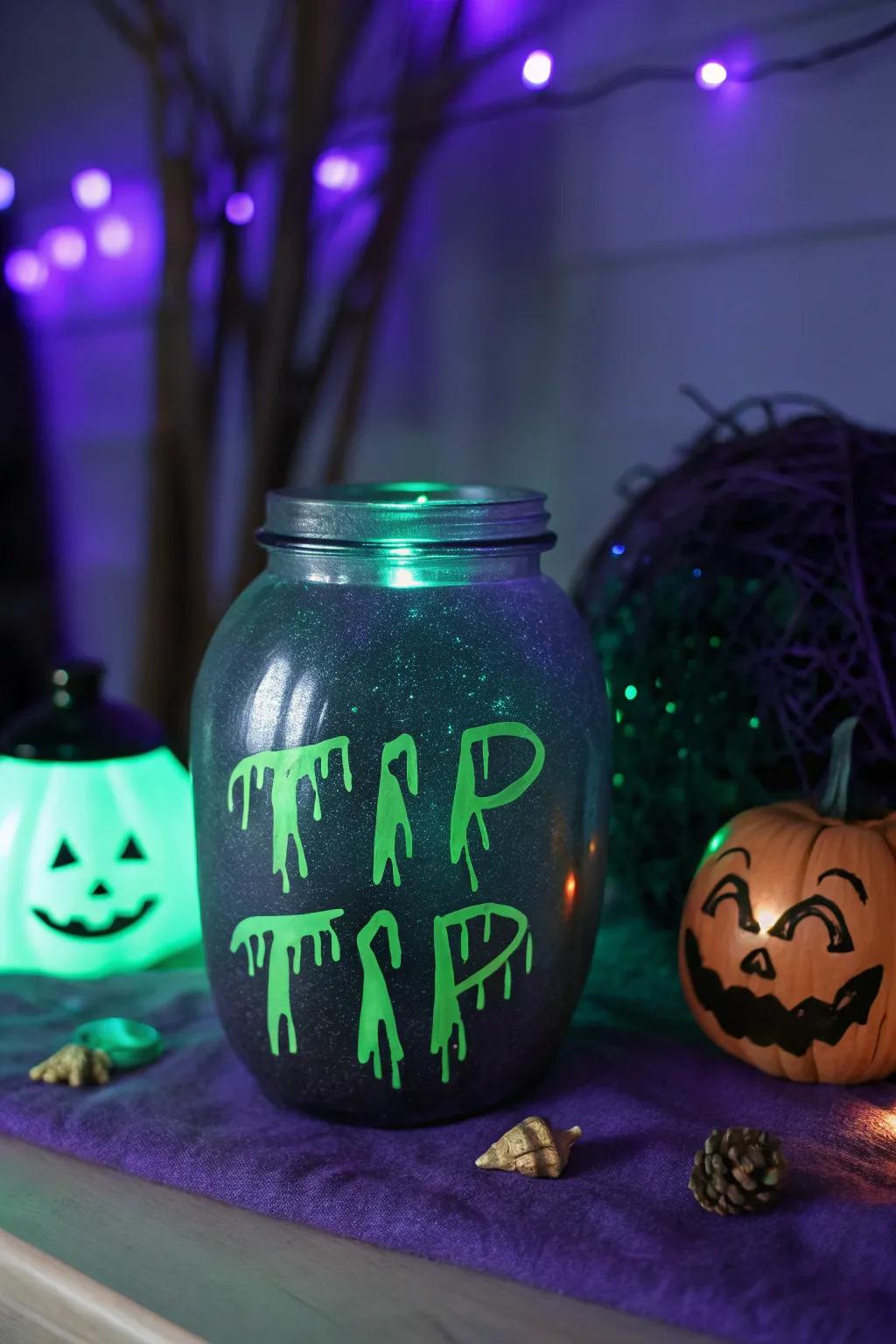 Glow in the dark with a ghoulish graffiti jar that’s as eye-catching as it is spooky.