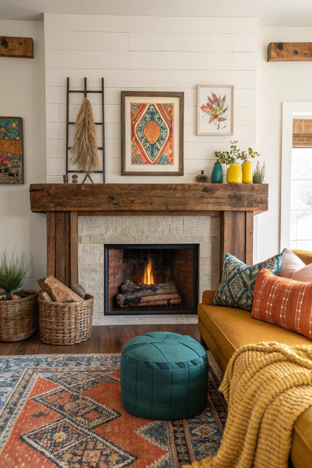 Rustic elements bring warmth and a cozy, lived-in feel to your hearth room.