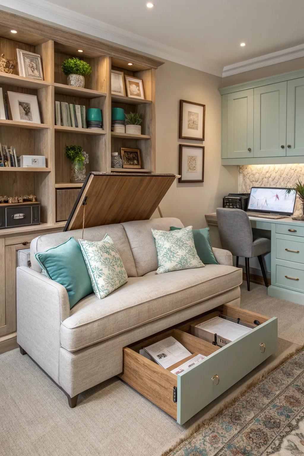 Keep your space clutter-free with clever hidden storage options.