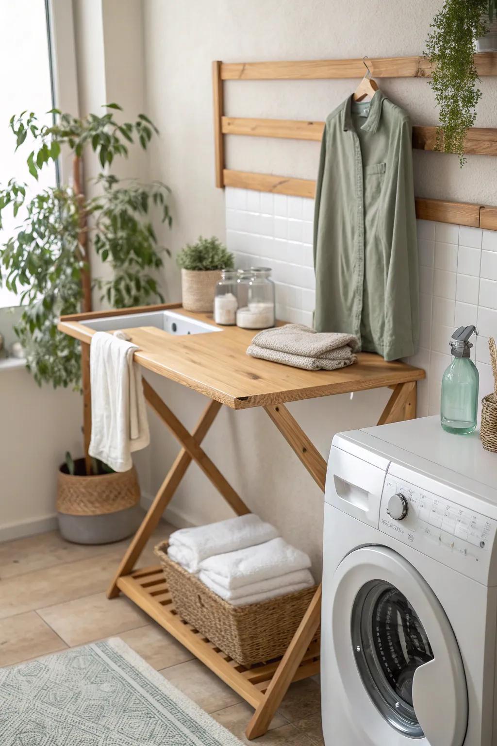 Optimize space with a wall-mounted folding table that's there when you need it and gone when you don't.