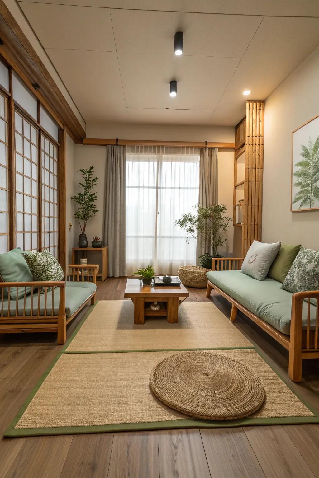 Find your inner peace in a zen-inspired living space, perfect for relaxation and reflection.