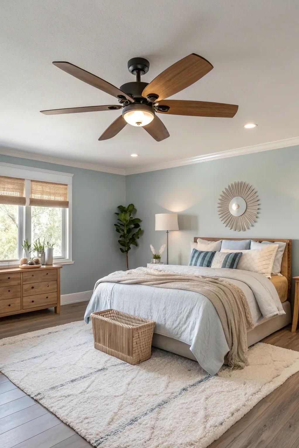 Stay warm or cool with a fan that offers dual functionality.