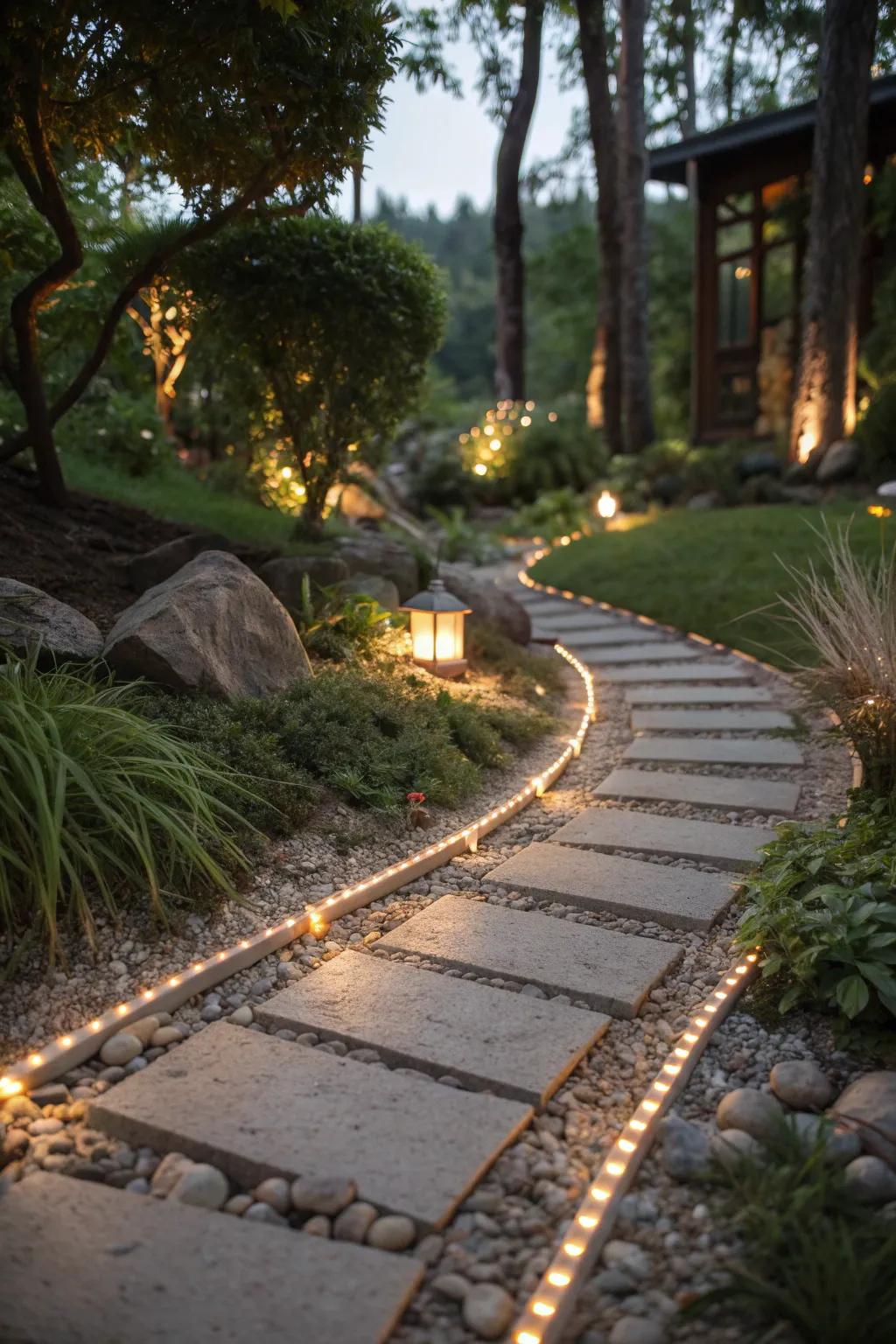 Light your path sustainably with solar-powered LEDs. #EcoFriendly #GardenPath