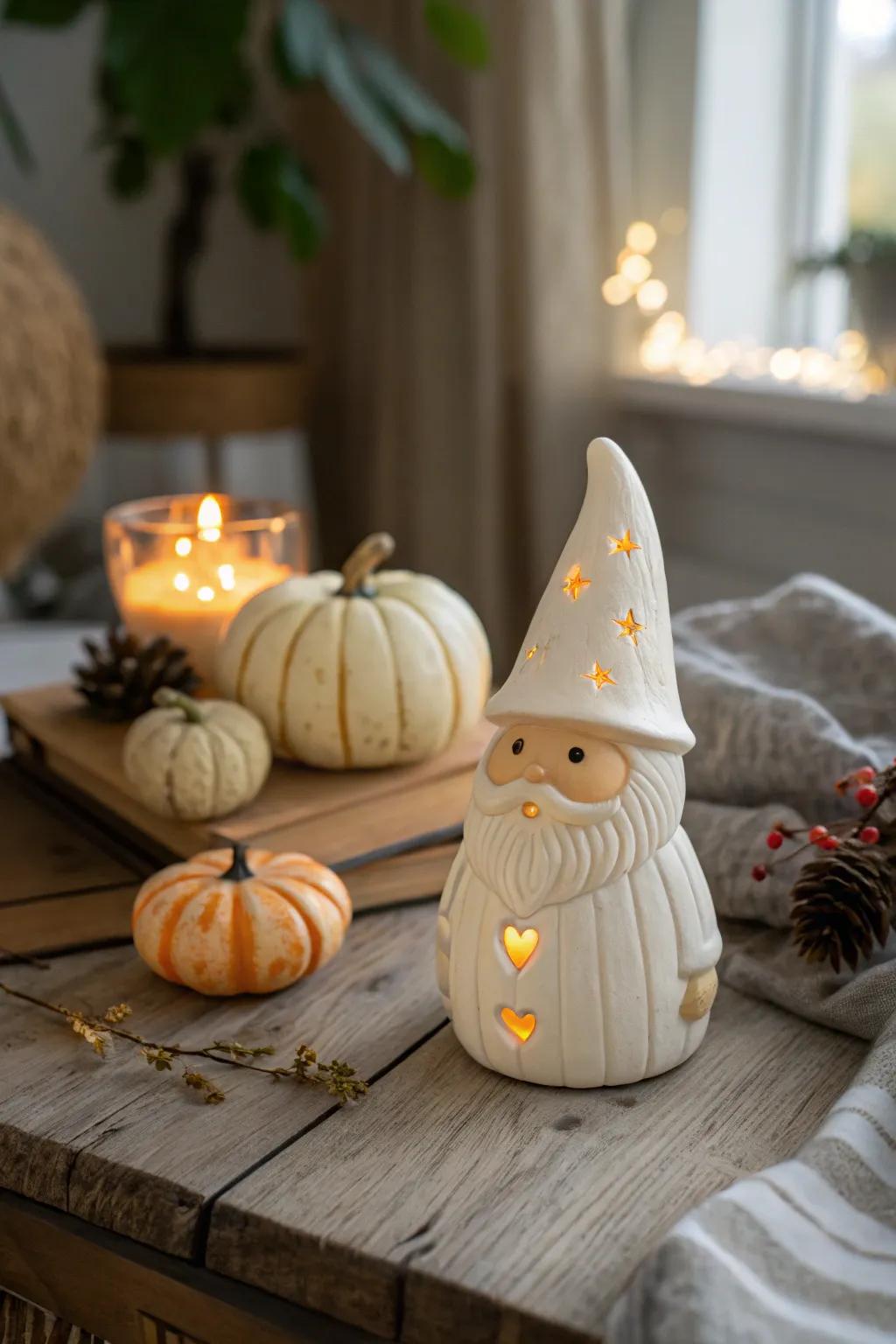 Add a mystical glow with a pumpkin gnome that lights up the night. 🌙 #MysticalDecor #HalloweenMagic