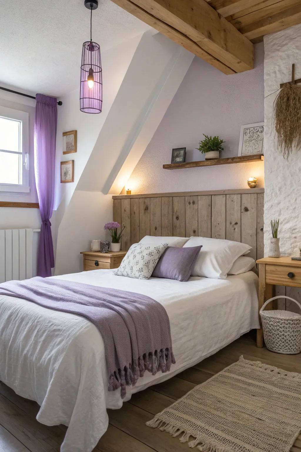 Purple-tinted lighting casts a warm, inviting glow, enhancing the cozy atmosphere.