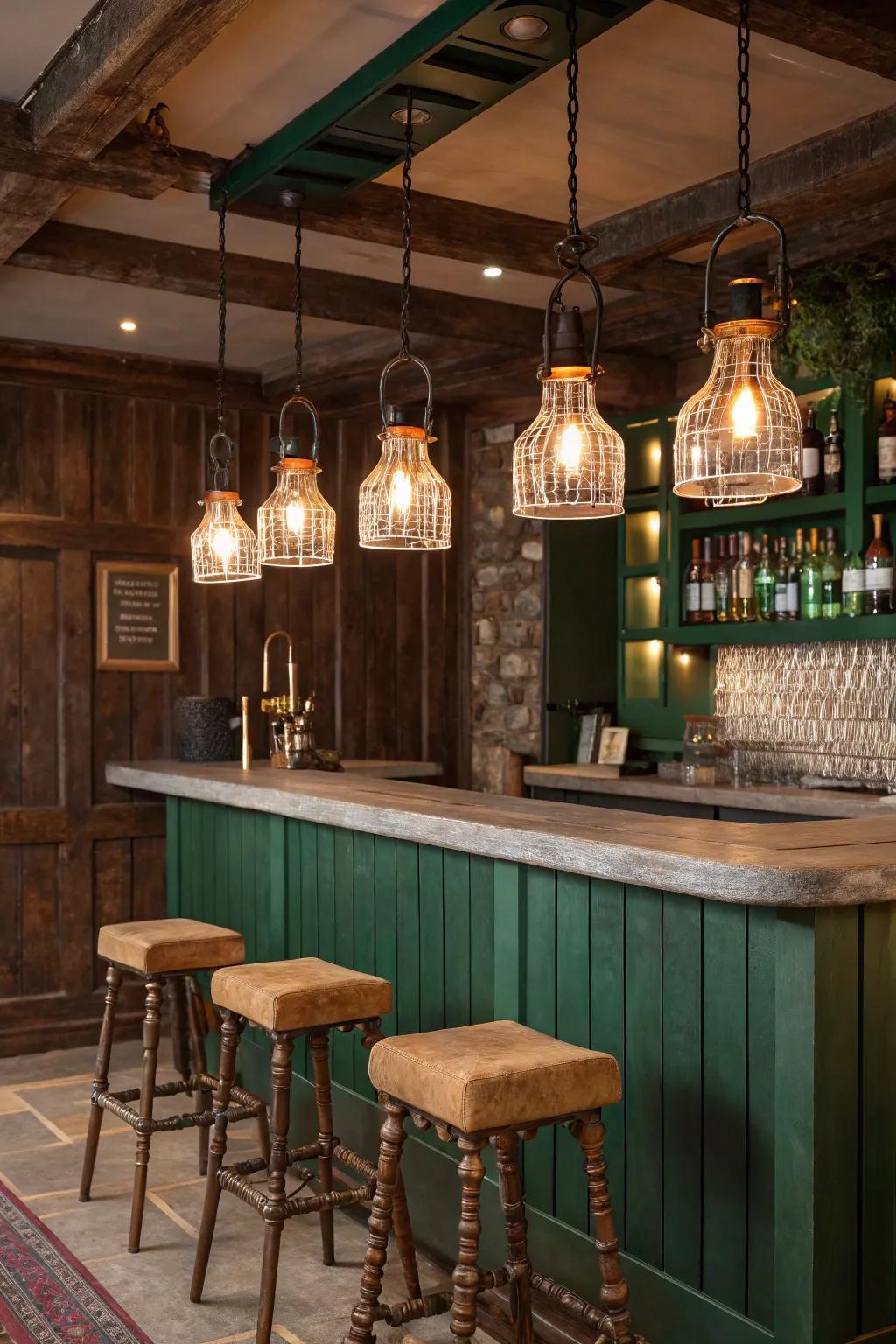 Bottle lights offer a personal and eco-friendly lighting solution for rustic spaces.
