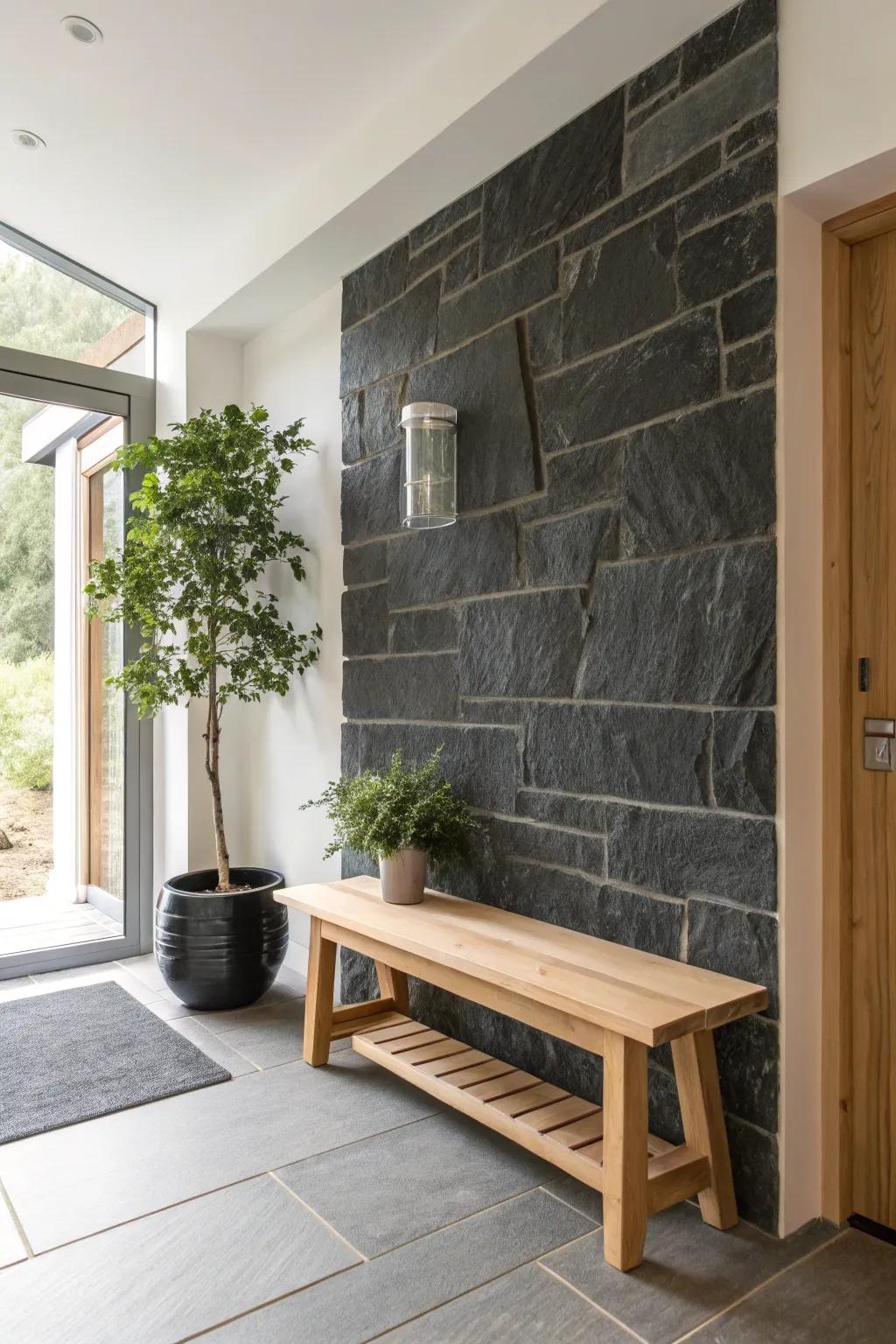 Set the tone for your home with a slate accent wall that makes a grand first impression.