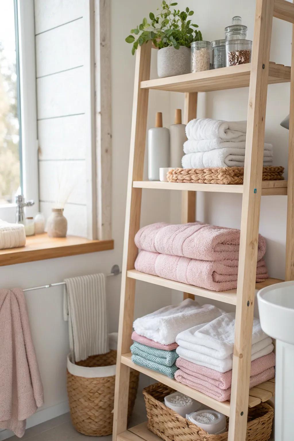 Display your style with open shelving—perfect for storage and decor! #OpenShelving #BathroomStorage