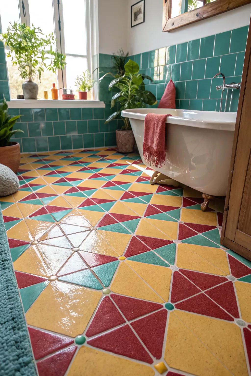 Elevate your bathroom with a custom tile design for a unique and artistic touch.